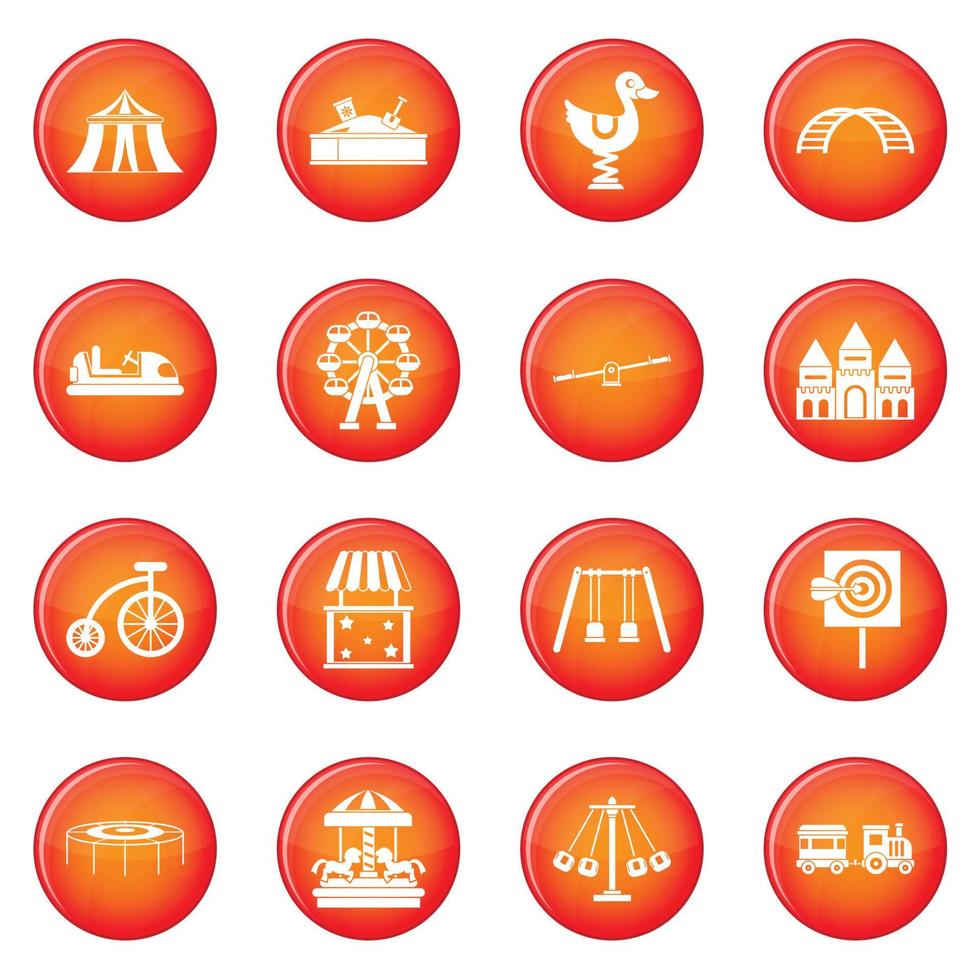 Amusement park icons vector set