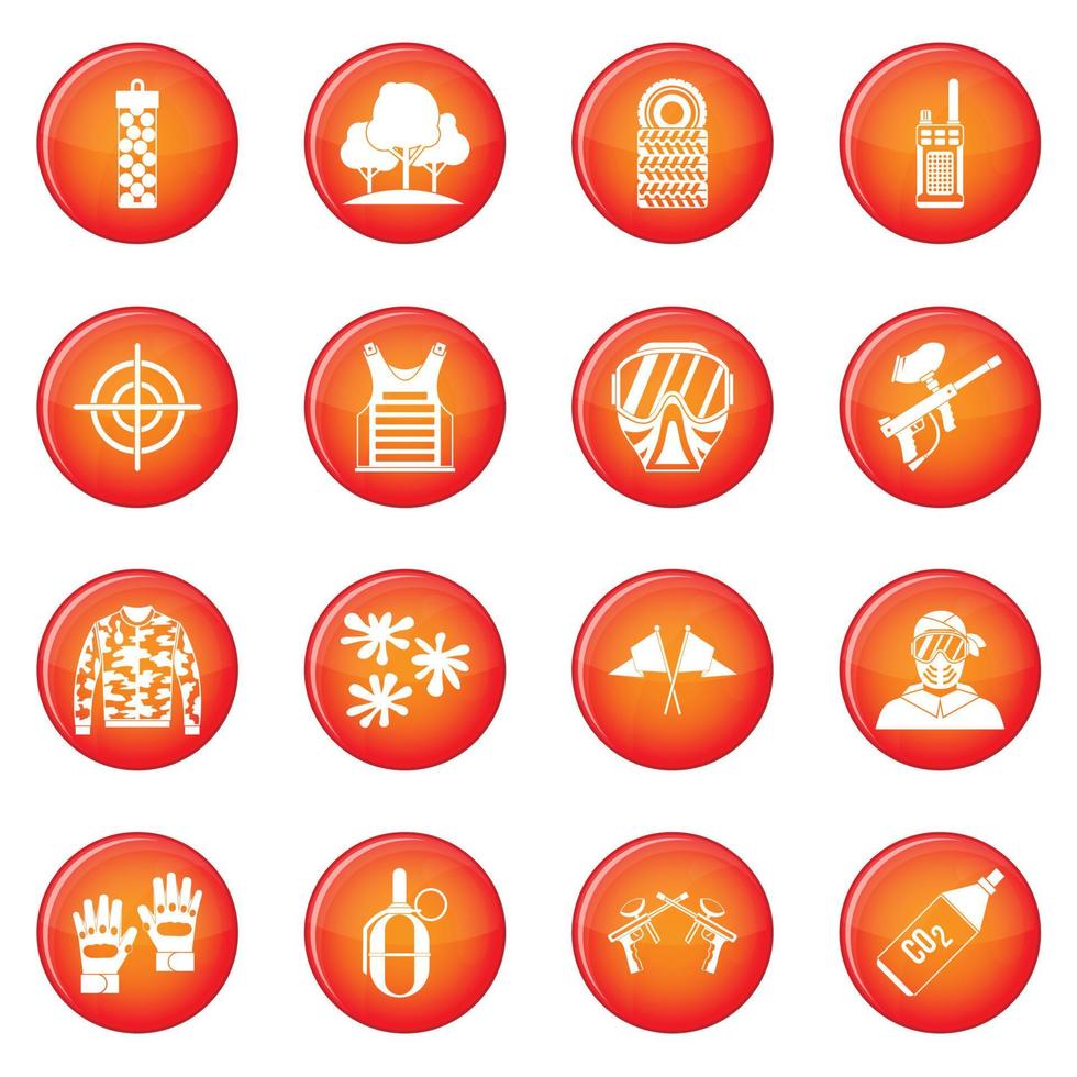 Paintball icons vector set