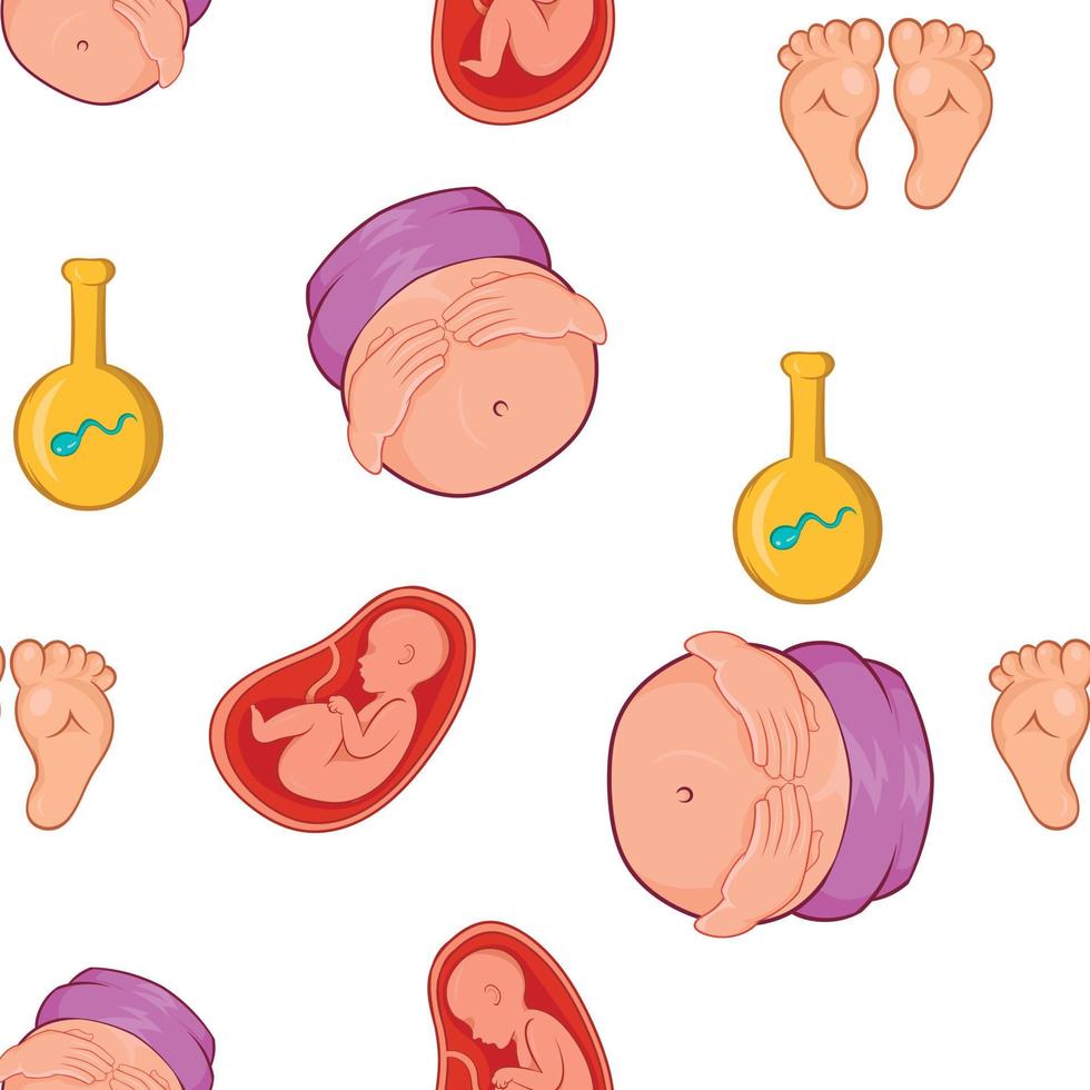 Baby in stomach pattern, cartoon style vector
