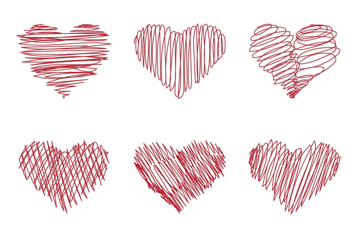 Hand drawn heart icon collection vector