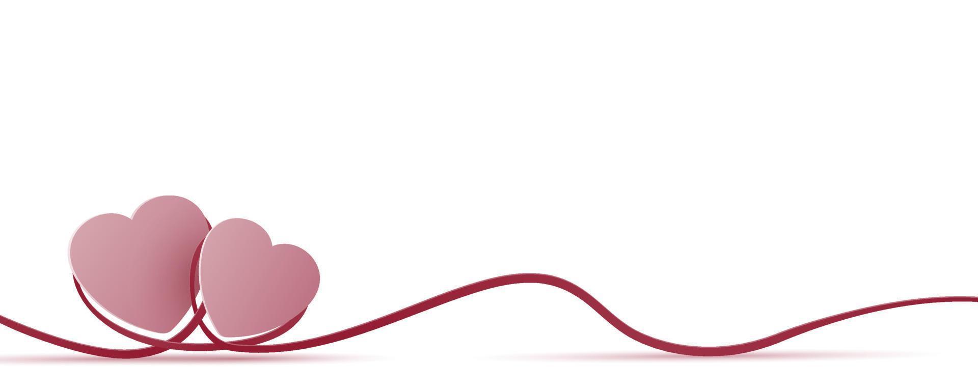 banner de día de san valentín de estilo de arte de papel con ilustración de corazón vector