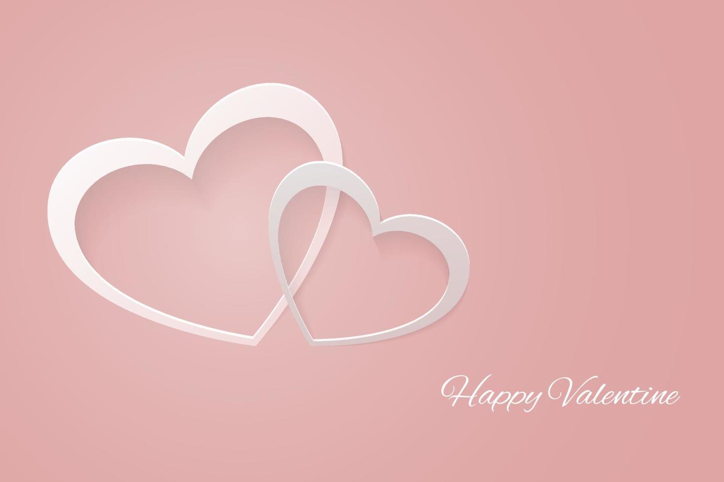 Paper art style valentines day background with heart illustration vector