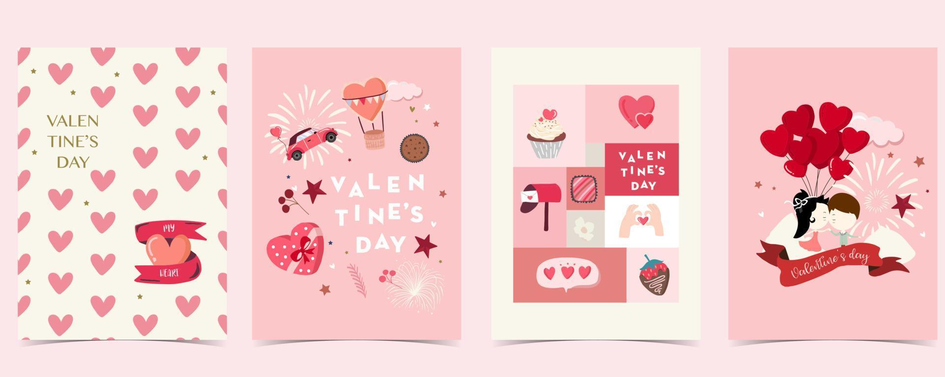 Collection of valentine day background set with heart vector