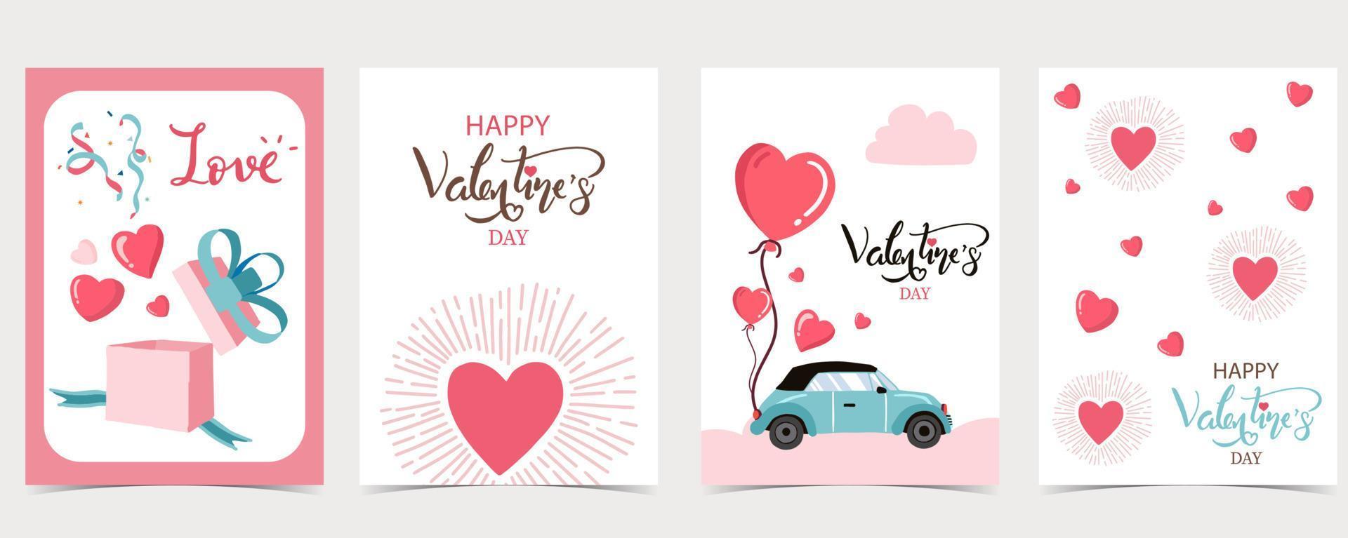 Collection of valentine day background set with heart vector