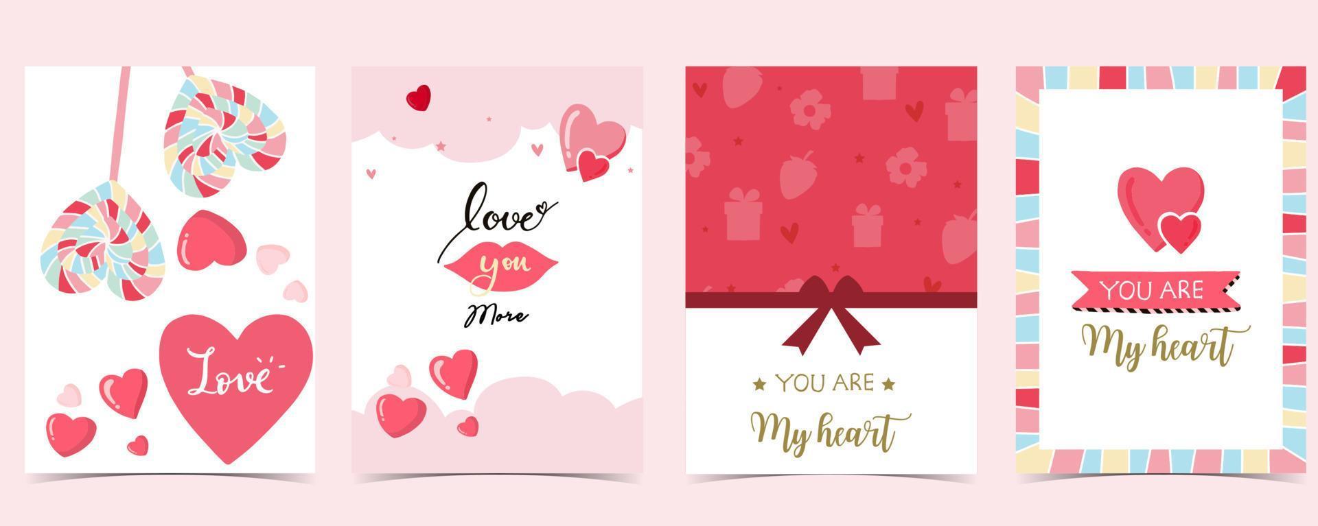 Collection of valentine day background set with heart vector