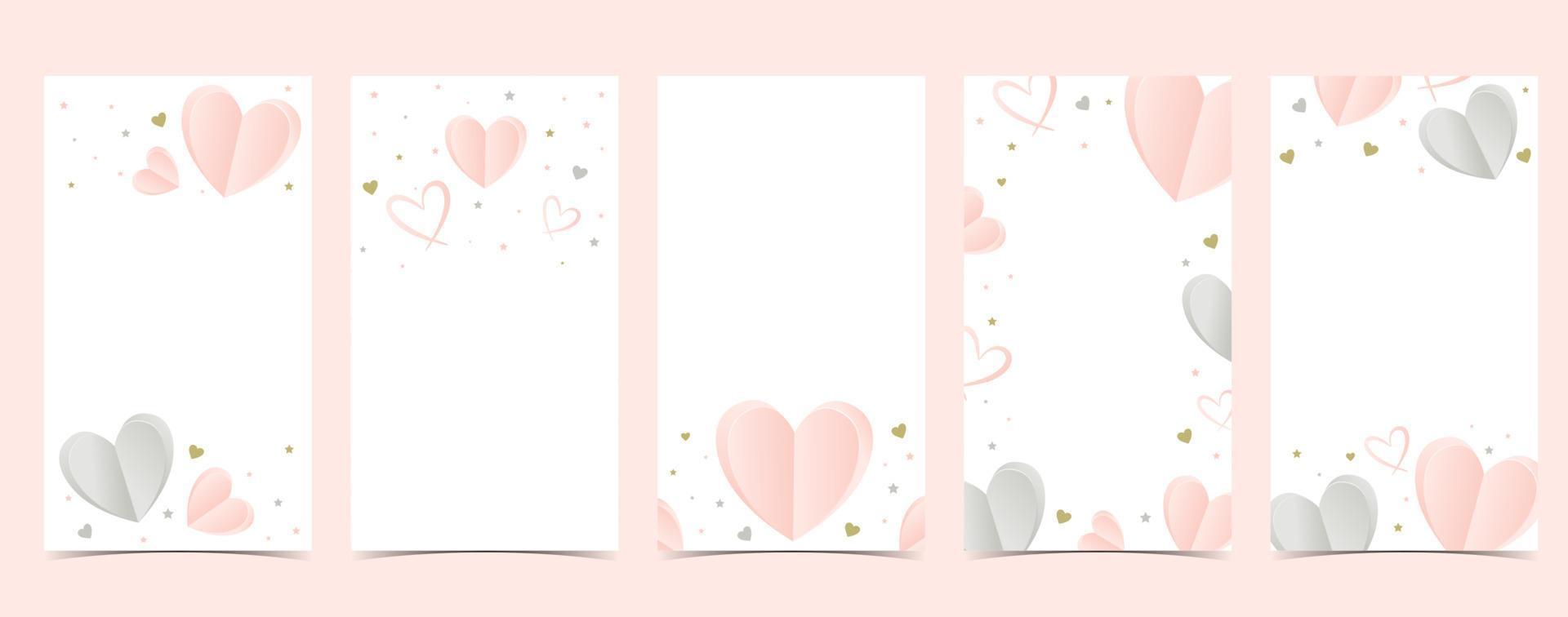 Collection of valentine day background set with heart vector