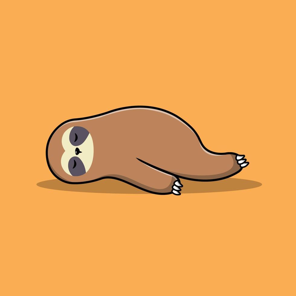 Cute Sloth Sleeping Cartoon Vector Icon Illustration. Animal Icon Concept Isolated Premium Vector. Flat Cartoon Style
