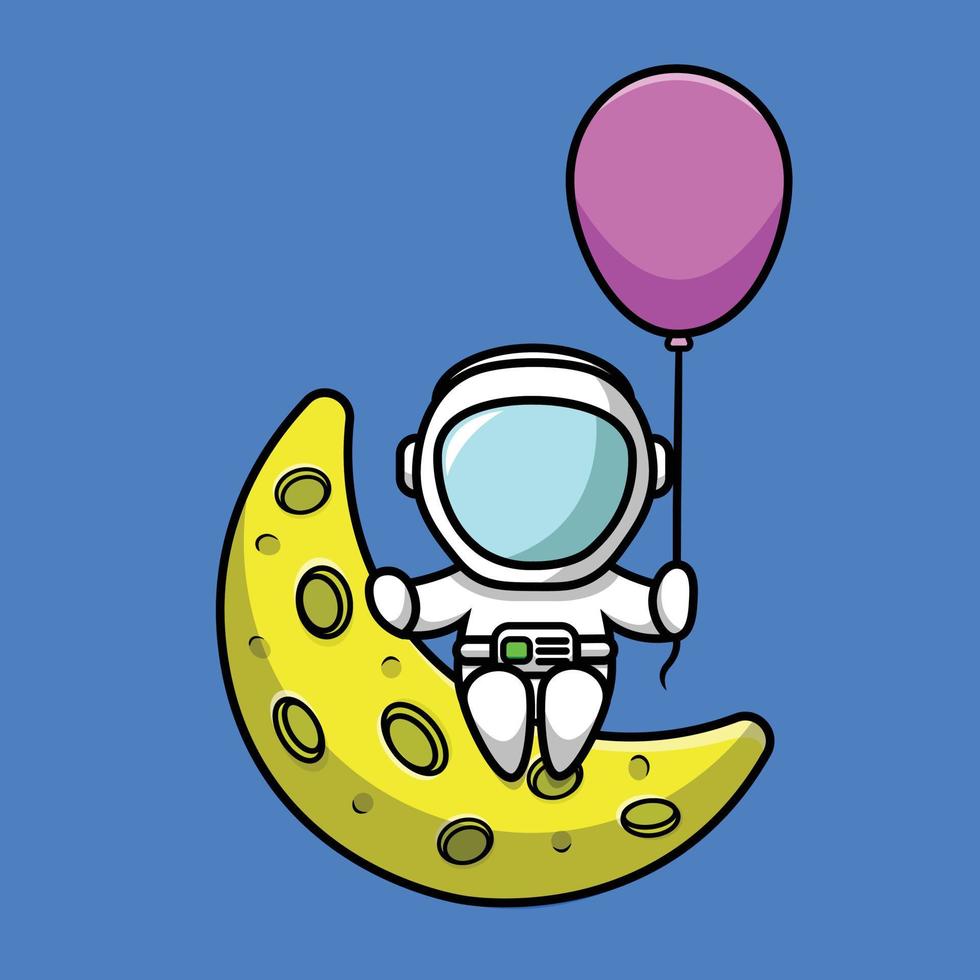 Cute Astronaut Holding Bitcoin Cartoon Vector Icon Illustration. Science Finance Icon Concept Isolated Premium Vector. Flat Cartoon Style