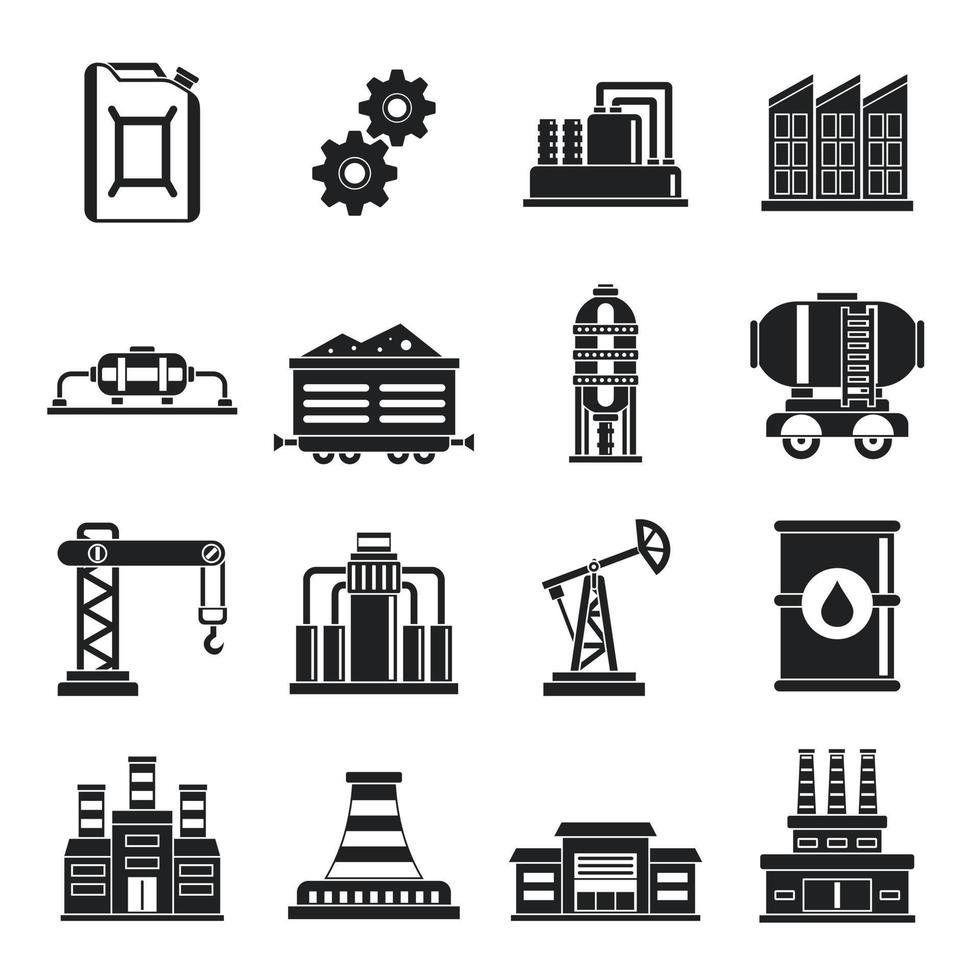 conjunto de iconos de la industria, estilo simple vector