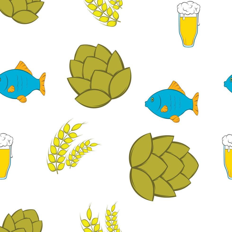 Beer pattern, cartoon style vector