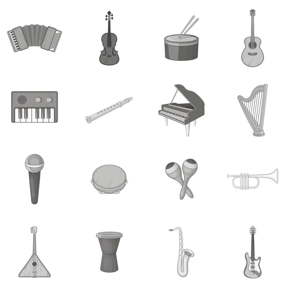 Musical instruments icons set vector
