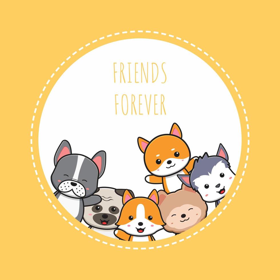 Cute dog doodle banner background wallpaper icon cartoon illustration vector