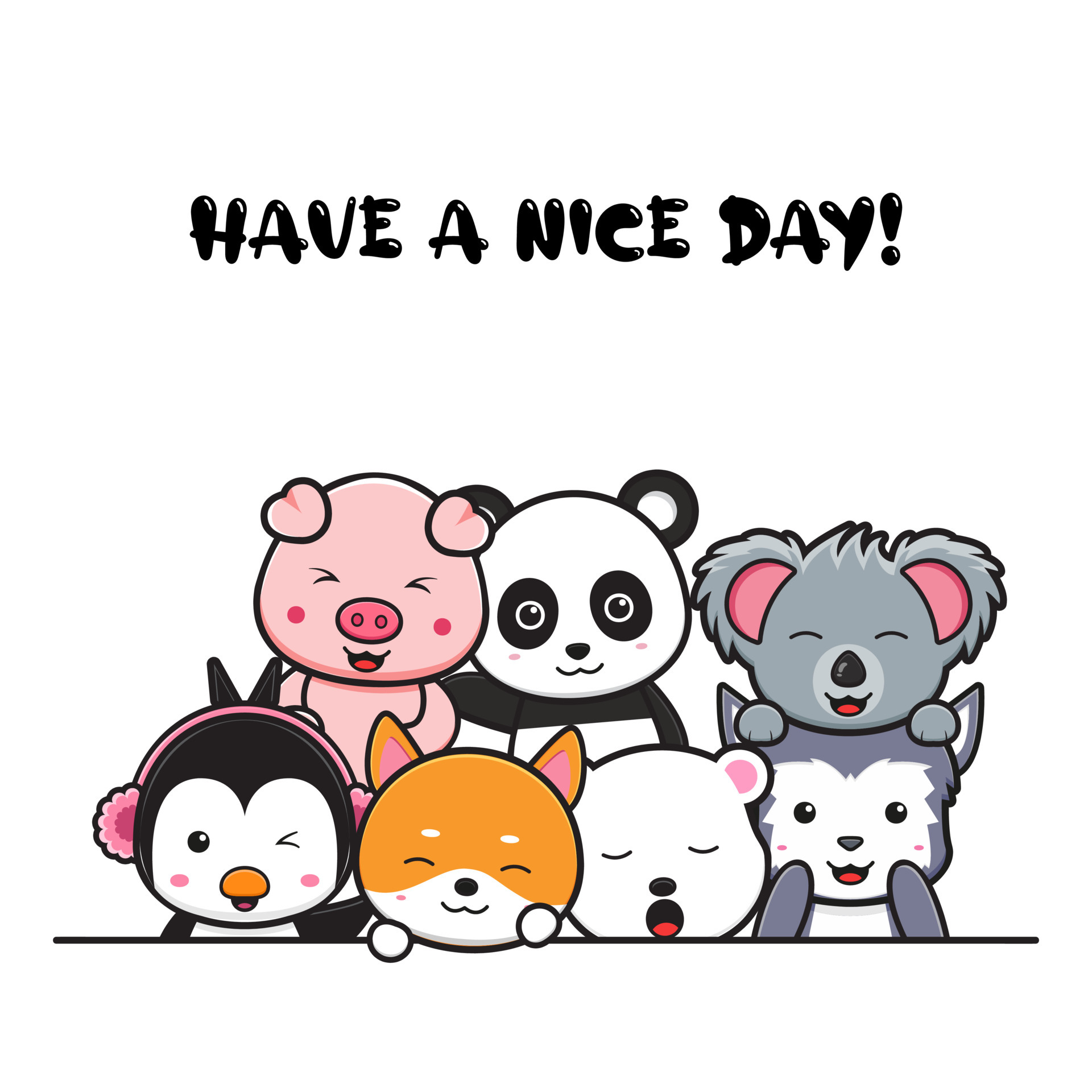 Cute animal doodle banner background wallpaper icon cartoon ...