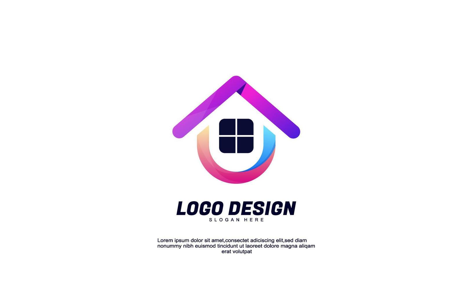 awesome creative house home or real estate idea logo for company  corporate or business gradient color design template vector