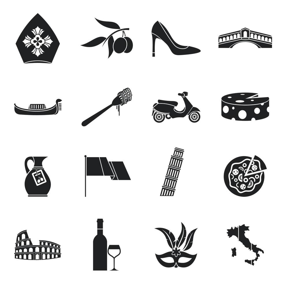 Italia icons set, simple style vector