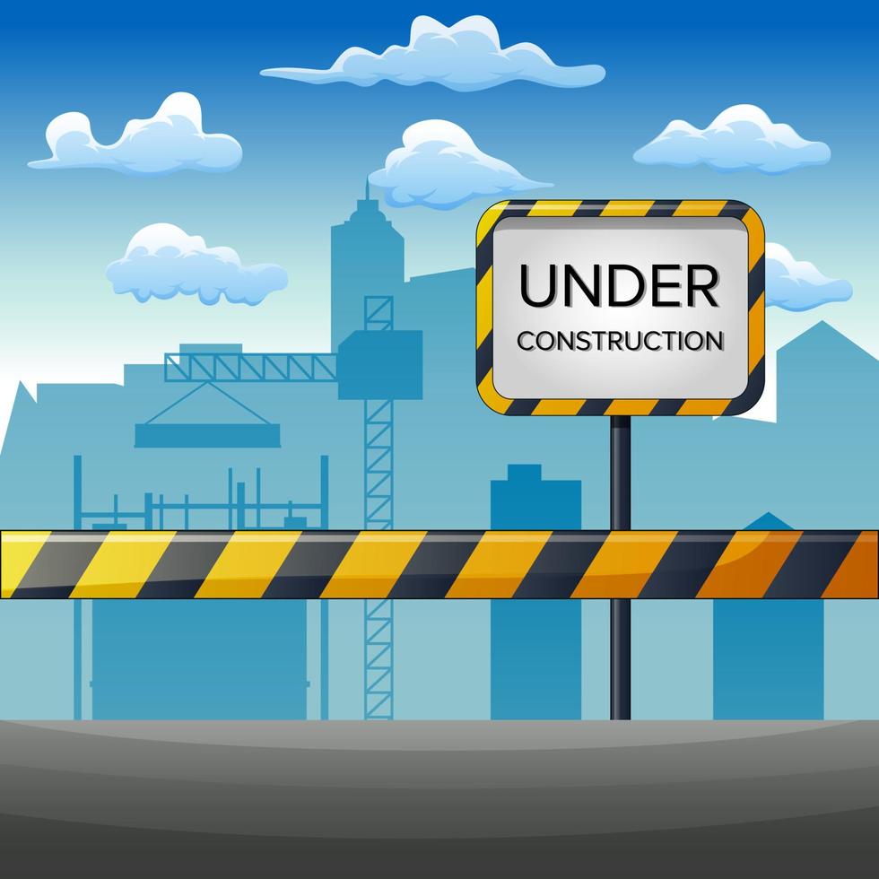 Illustration of under construction site with building vector