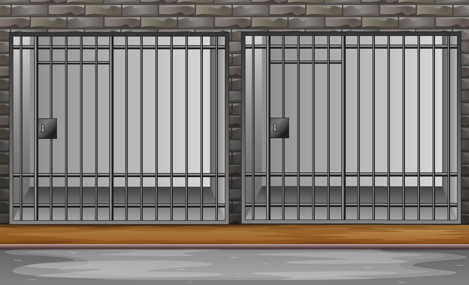 Prison cell with metal bars illustration vector