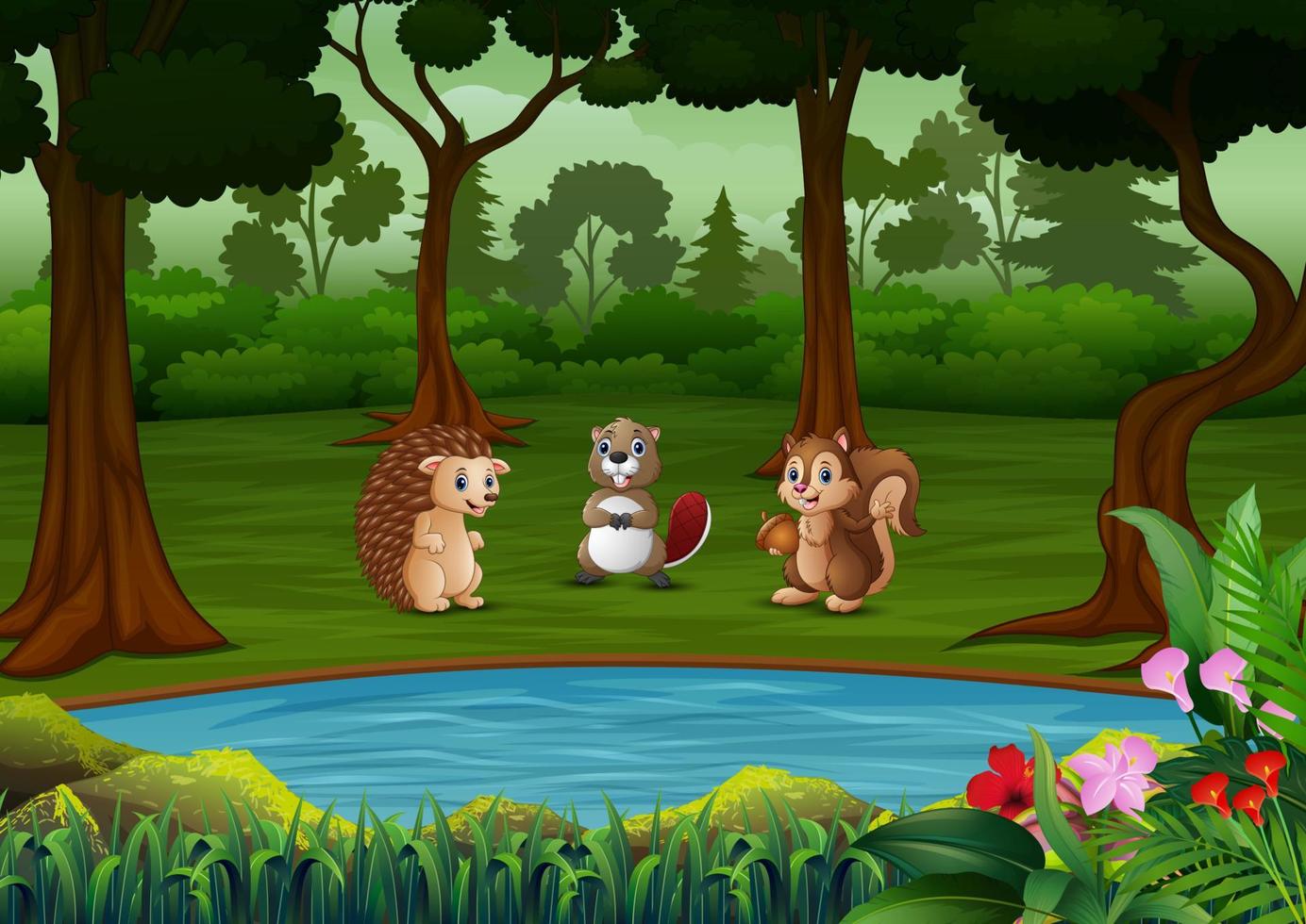 Cartoon man animals in the forest 5317619 Vector Art at Vecteezy