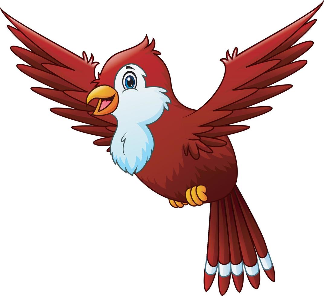 Cartoon a red bird flying in the sky vector