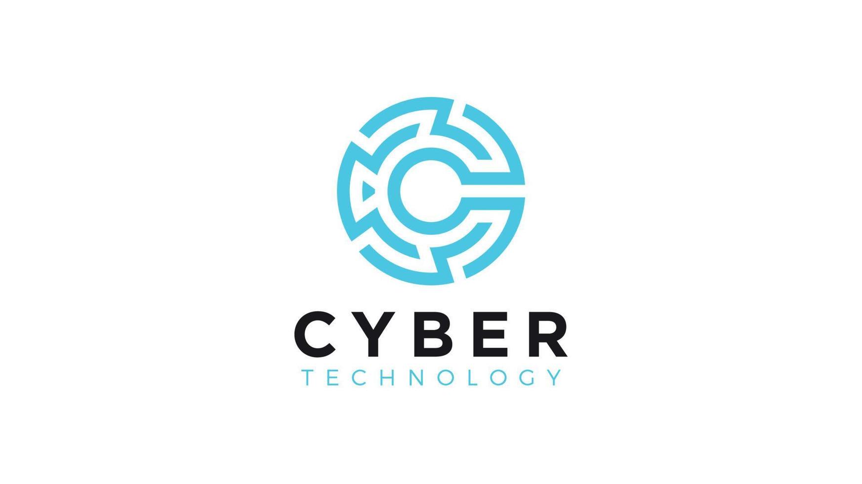 cyber technology logo design template vector