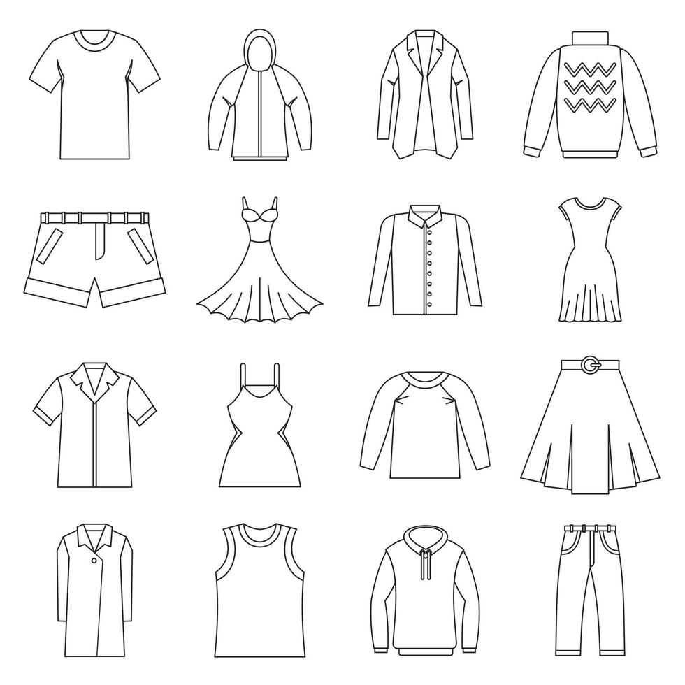 Different clothes icons set, outline style 5317677 Vector Art at Vecteezy