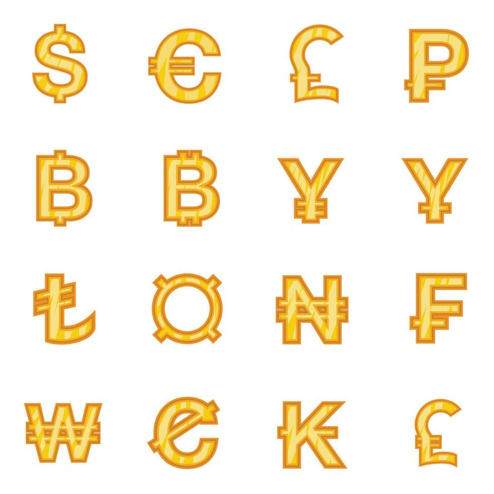 Currency from different countries icons set vector