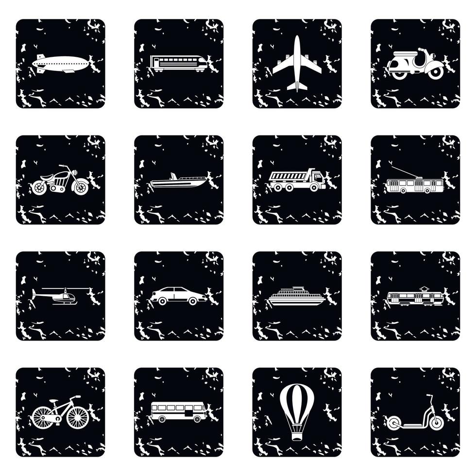 conjunto de iconos de transporte, estilo grunge vector