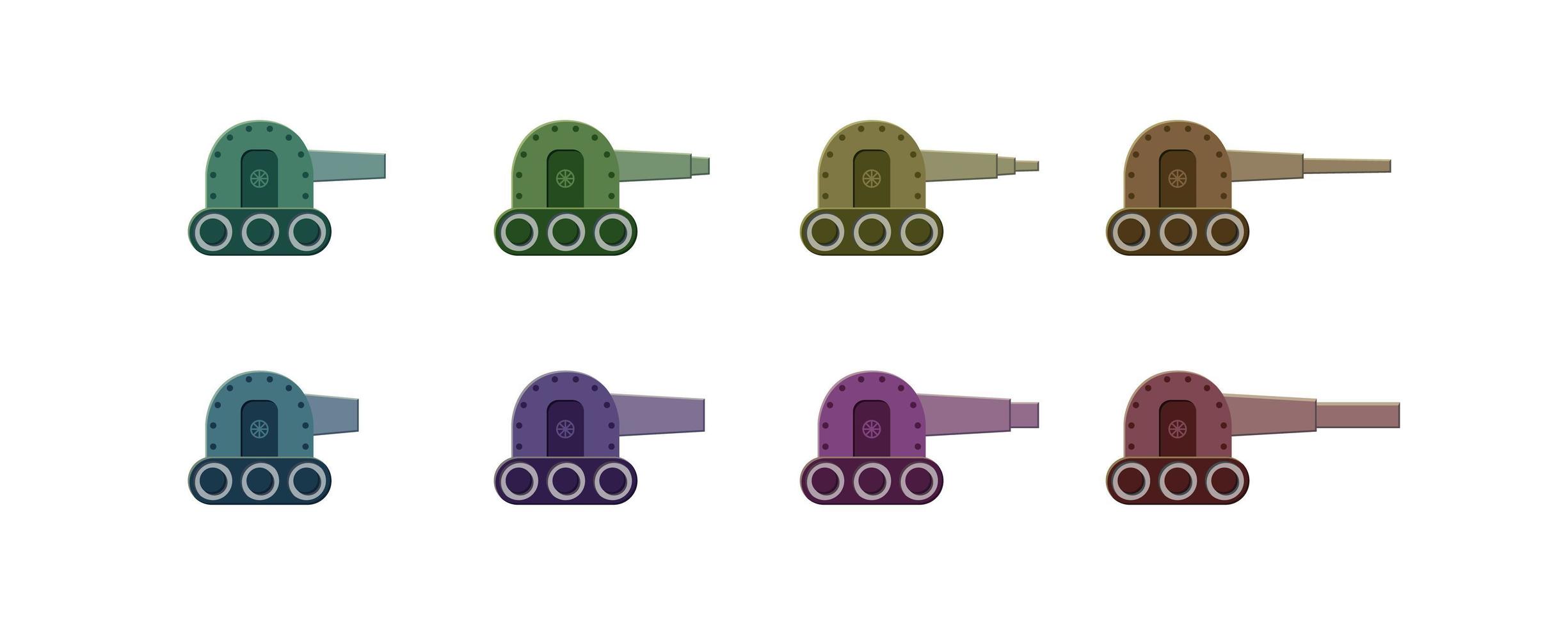 coloridos tanques de batalla para juegos e ilustraciones. vector