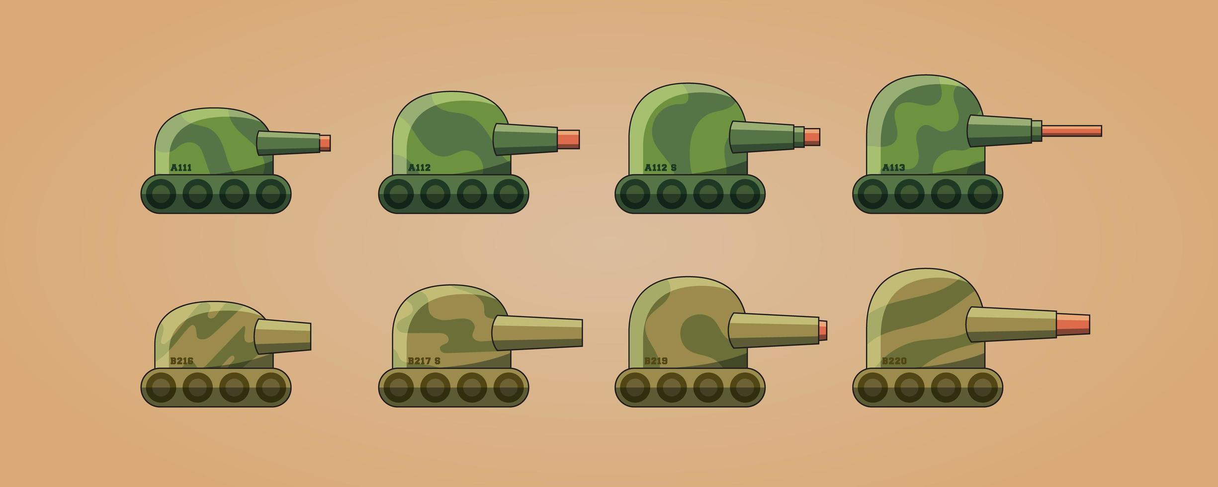 tanques de batalla camuflados para el desierto y el bosque. vector