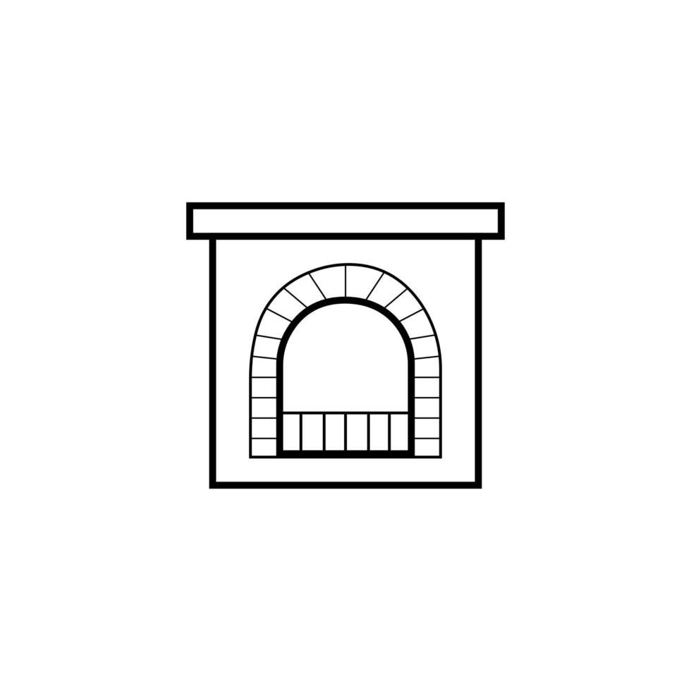 Fireplace linear icon. Contour symbol. Vector isolated outline