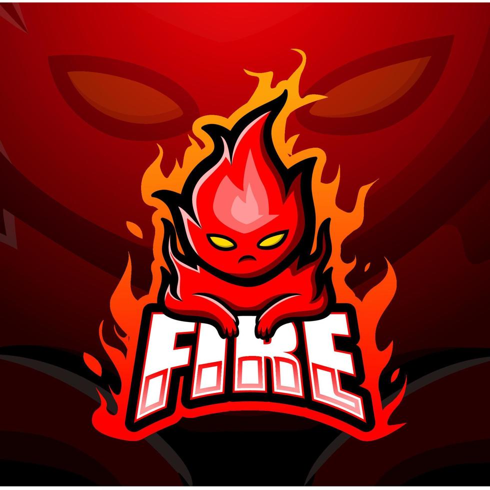 Fire mascot esport logo design vector