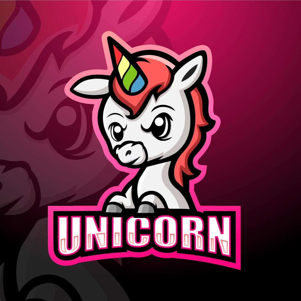 Unicorn mascot esport logo design vector