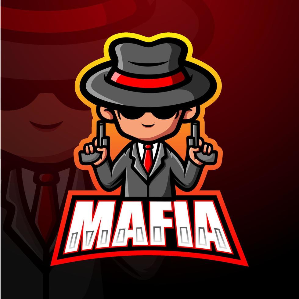 diseño de logotipo de esport de mascota de la mafia vector