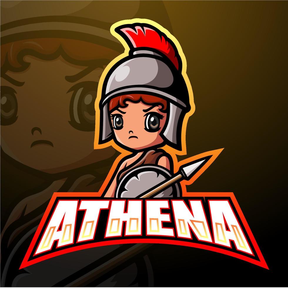 Athena mascot esport logo design vector