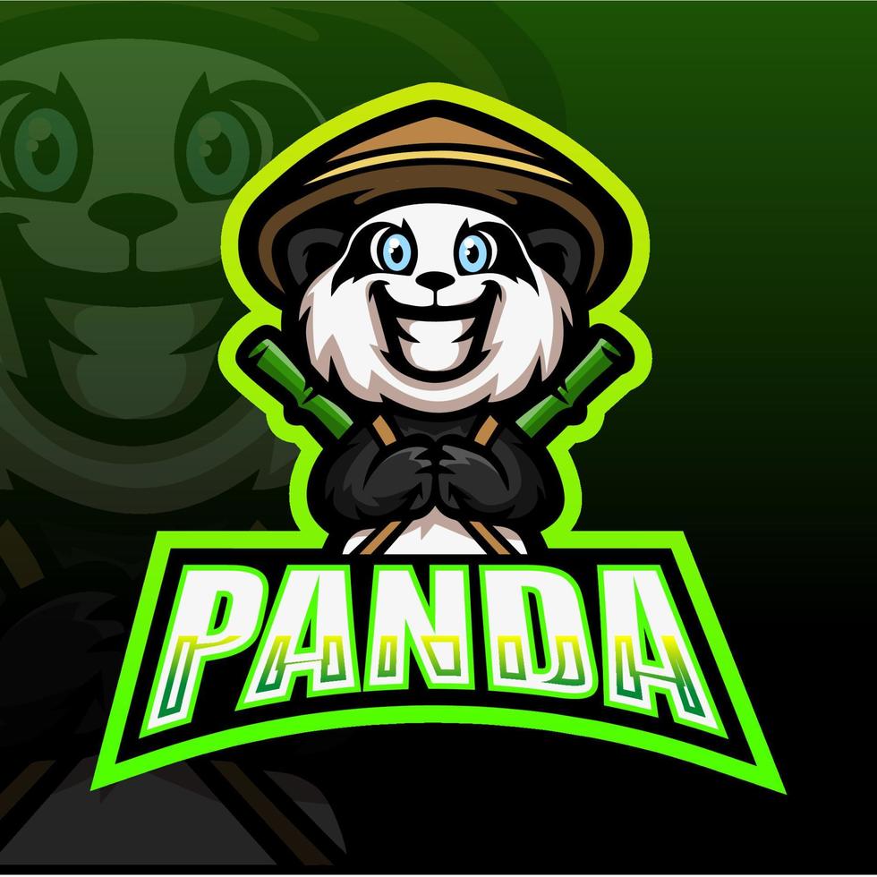 Panda mascot esport logo design vector