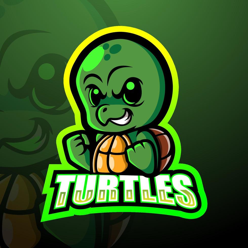 Turtle mascot esport logo design vector