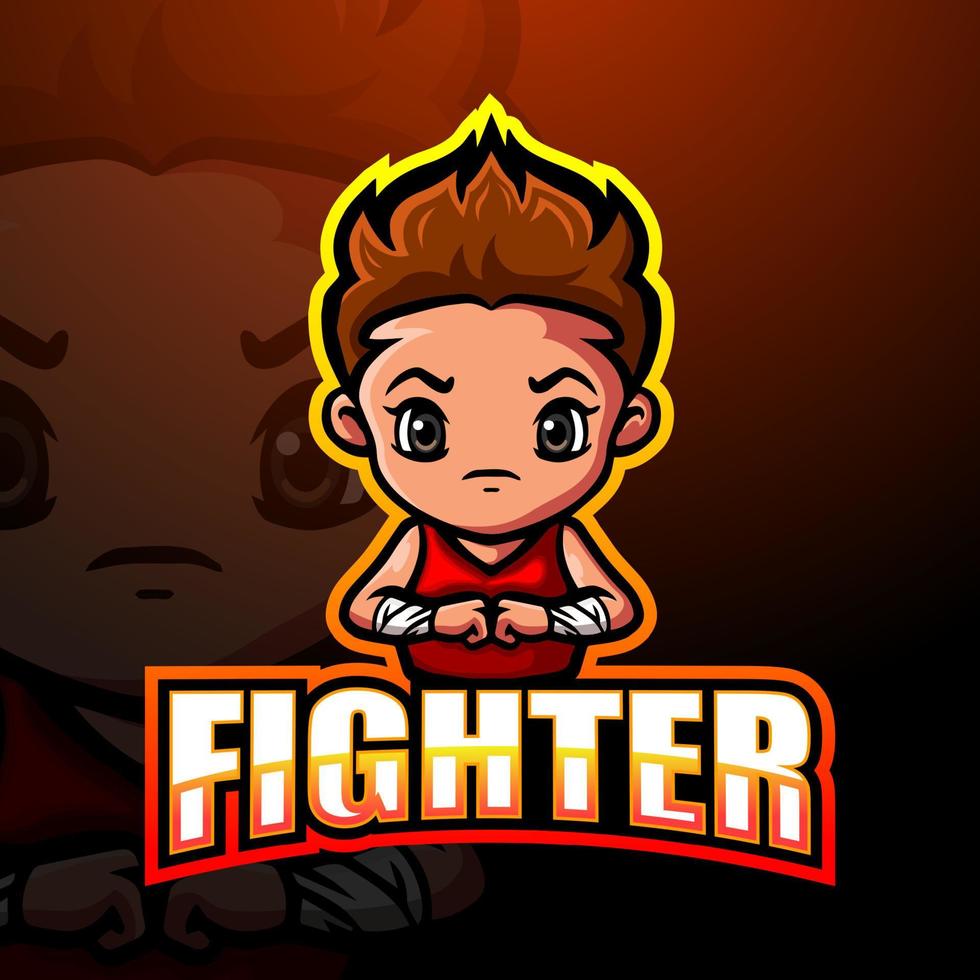 Fighter mascot esport logo design vector