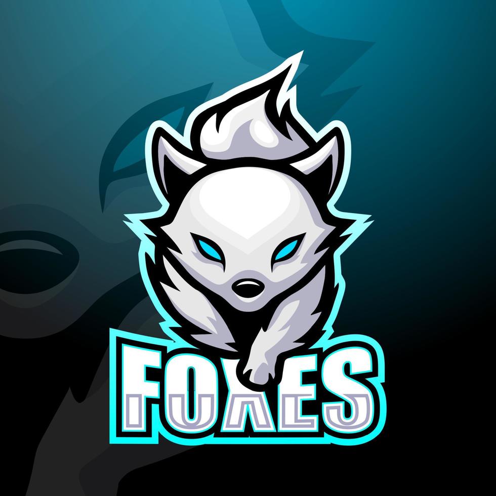 White foxes mascot esport logo design vector