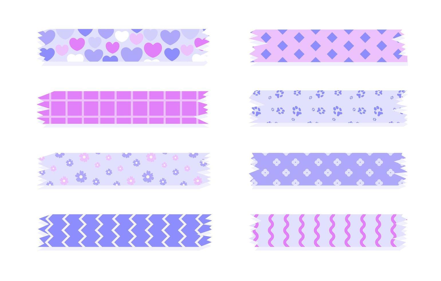 conjunto de tiras de cinta washi estampadas de colores. Linda cinta  adhesiva decorativa aislada sobre fondo blanco. ilustración vectorial  5318001 Vector en Vecteezy