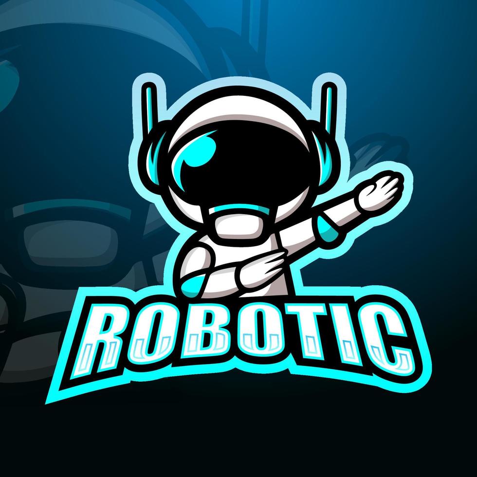 Robotic mascot esport logo design vector