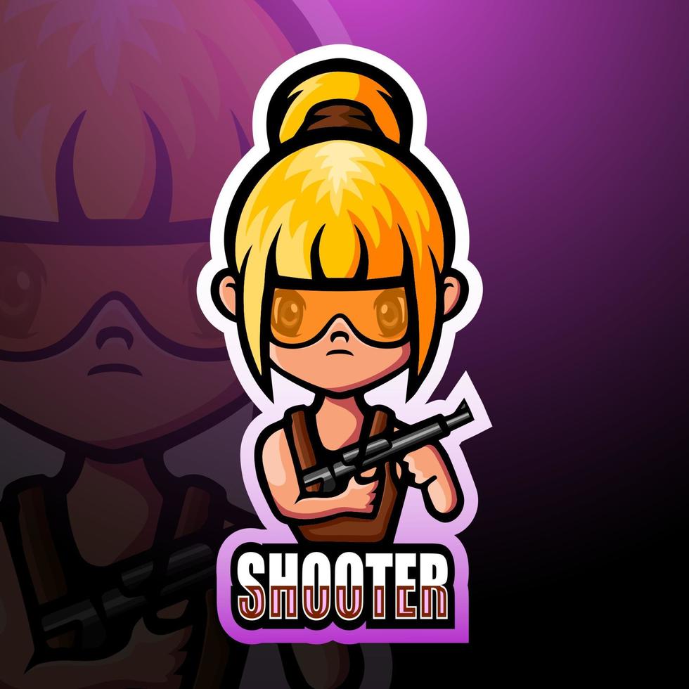 Shooter girl mascot esport logo design vector