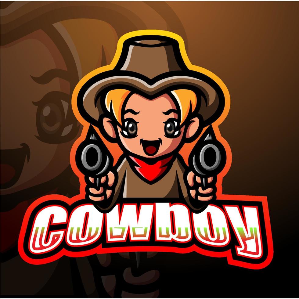 Cowboy mascot esport logo design vector