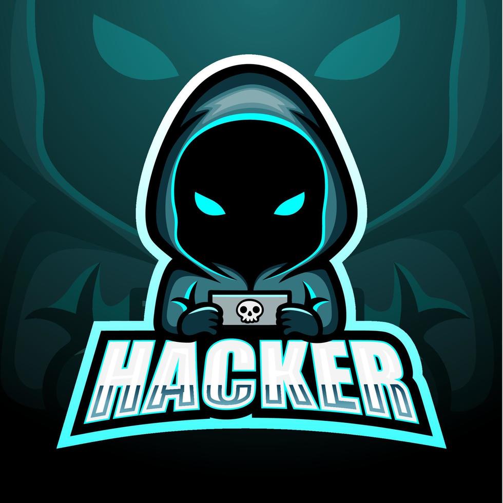 diseño de logotipo de esport mascota hacker vector