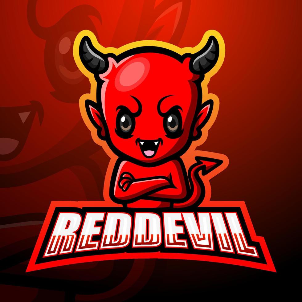Red devil mascot esport logo design vector