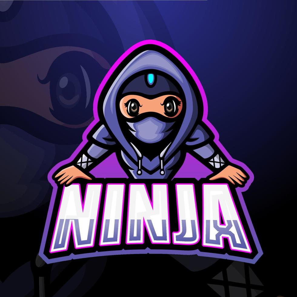 Ninja mascot esport logo design vector