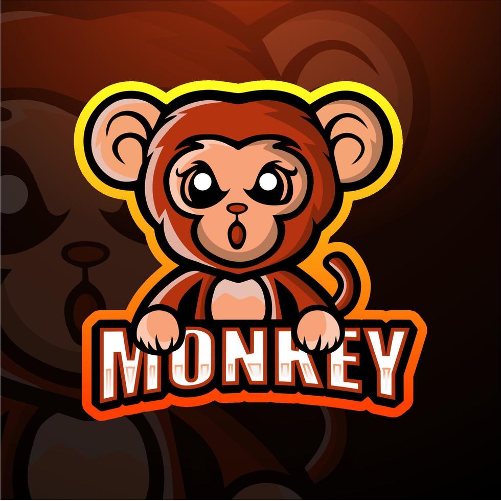 Monkey mascot esport logo design vector