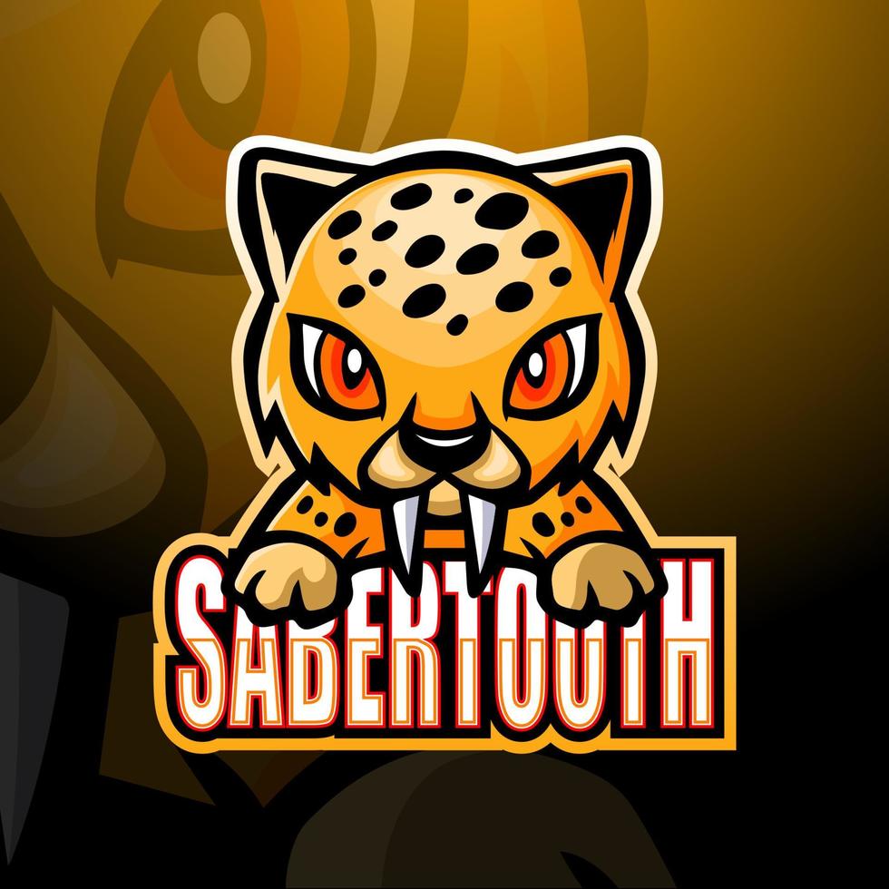 Sabertooth mascot esport logo design vector