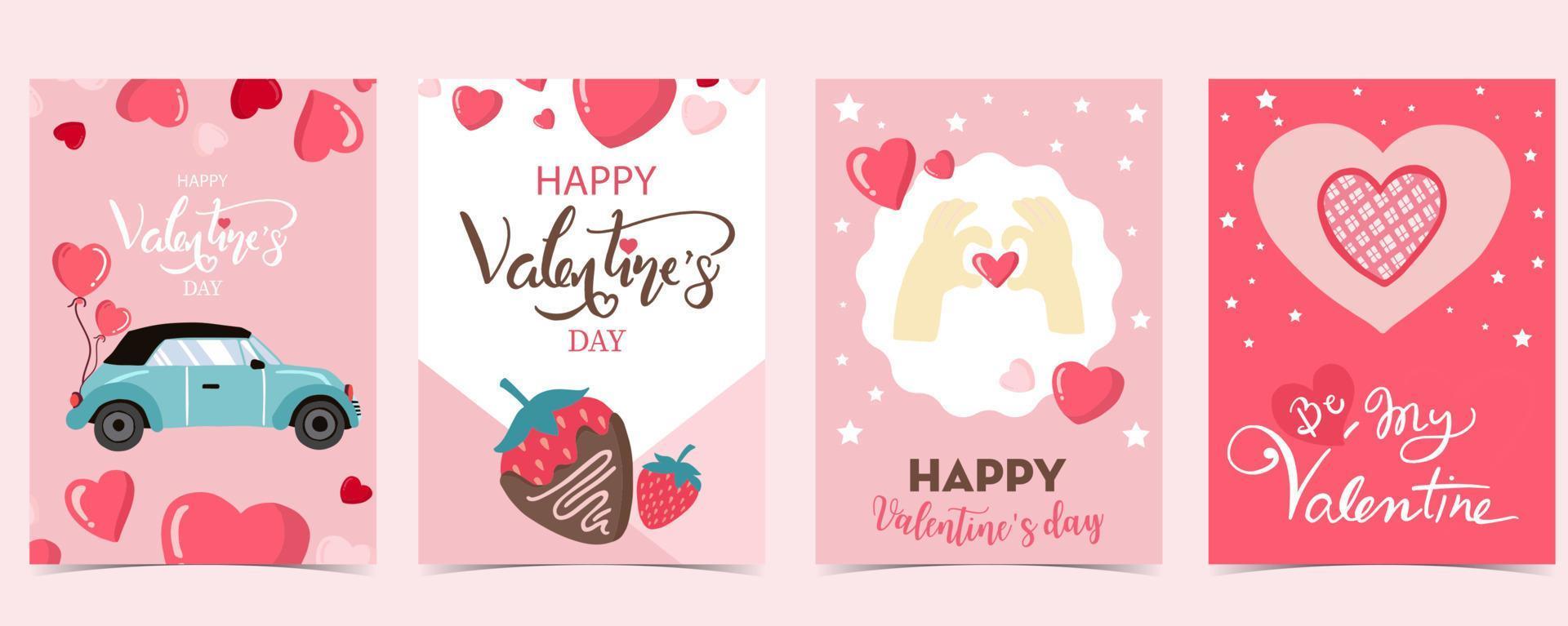 Collection of valentine day background set with heart vector