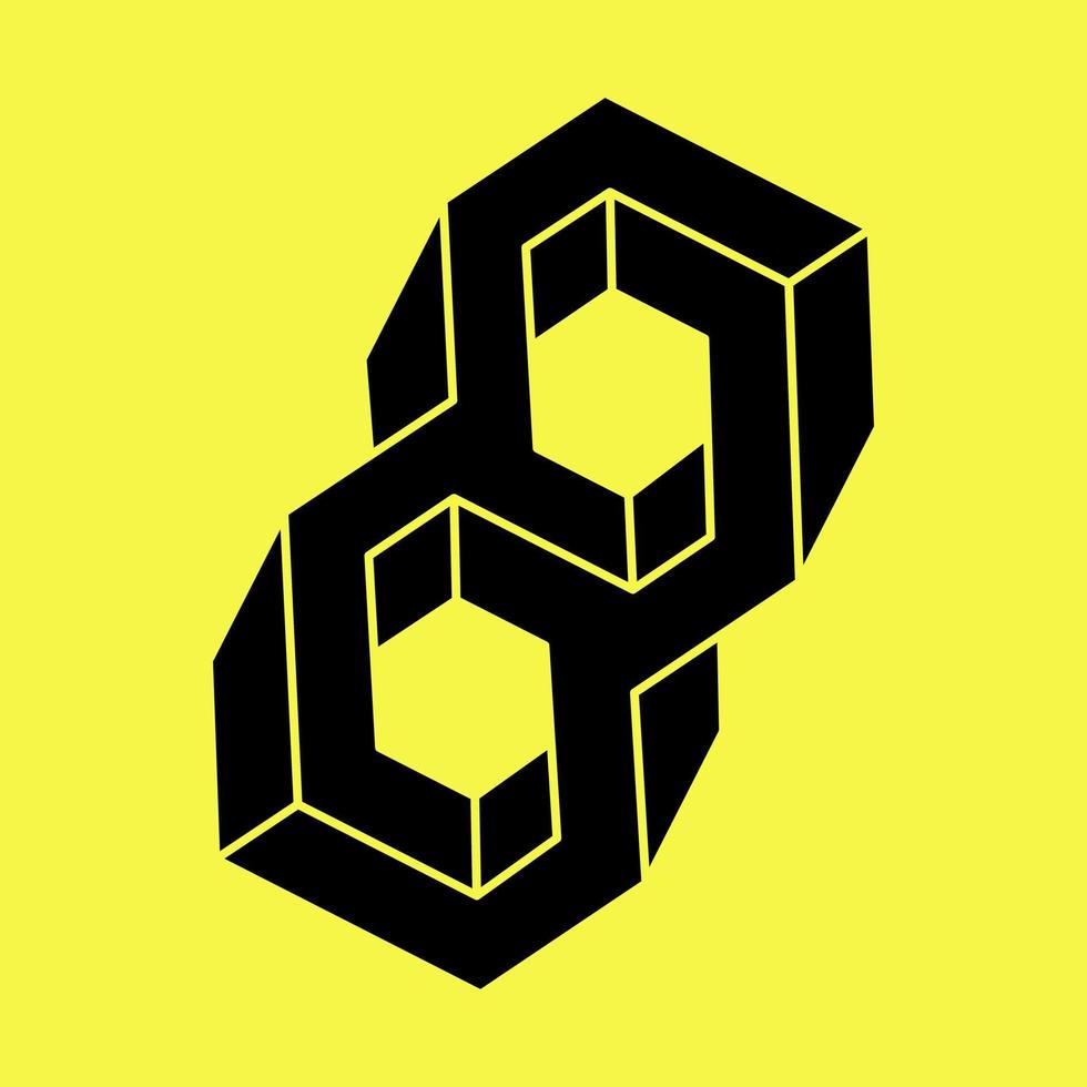 Impossible object. Optical illusion shapes. 3d illustration. Geometric figure. vector
