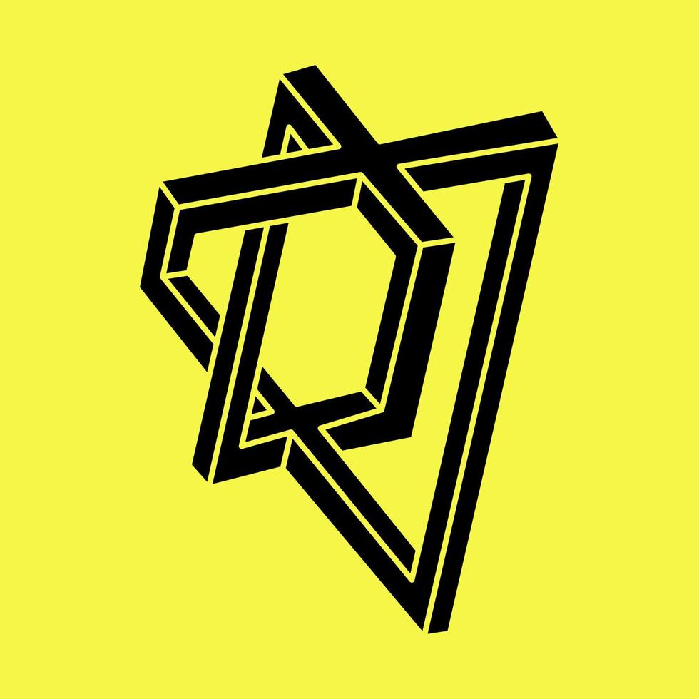 Impossible shapes logo design, optical illusion object. Optical art. Sacred geometry figures. vector